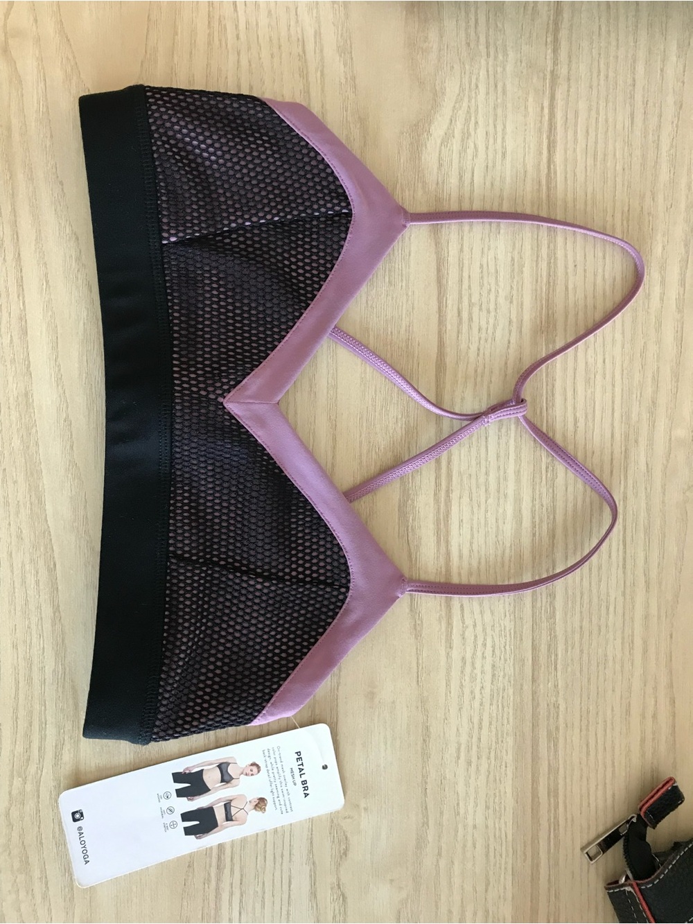 ALO Yoga Pink and Black Mesh Sports Bralette
